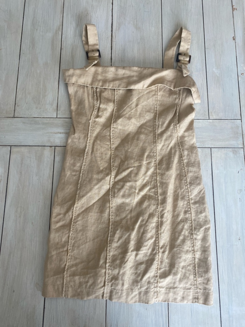 Mango MNG Tan 100% Linen Dress Size M